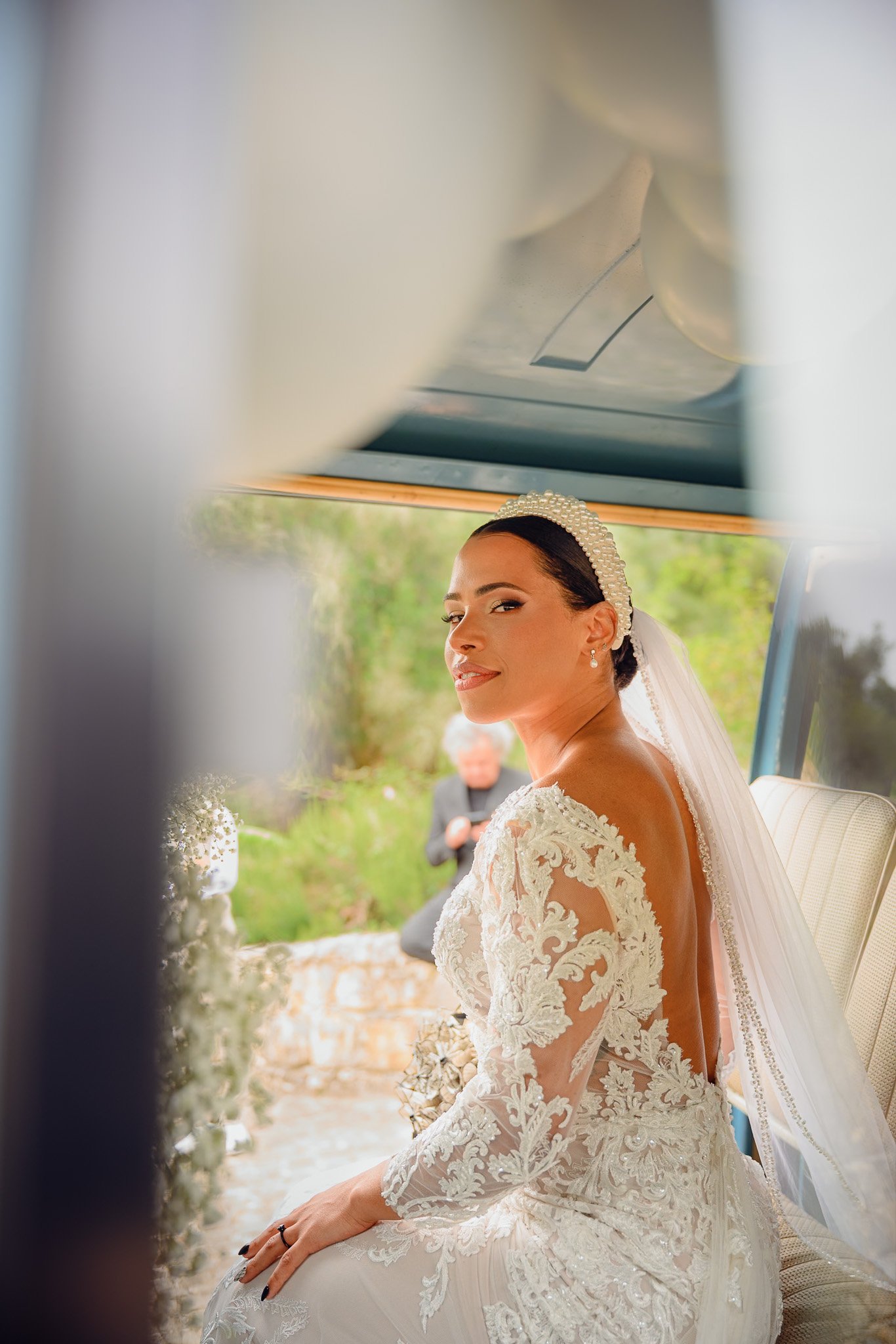 Bridal portrait during home preparations before the service