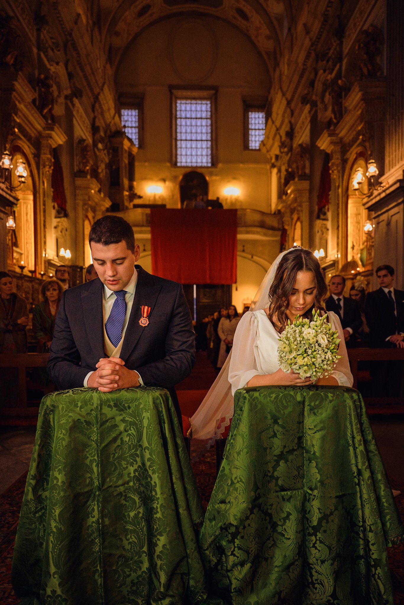 The sincere emotion of the couple during the holy matrimonial rite