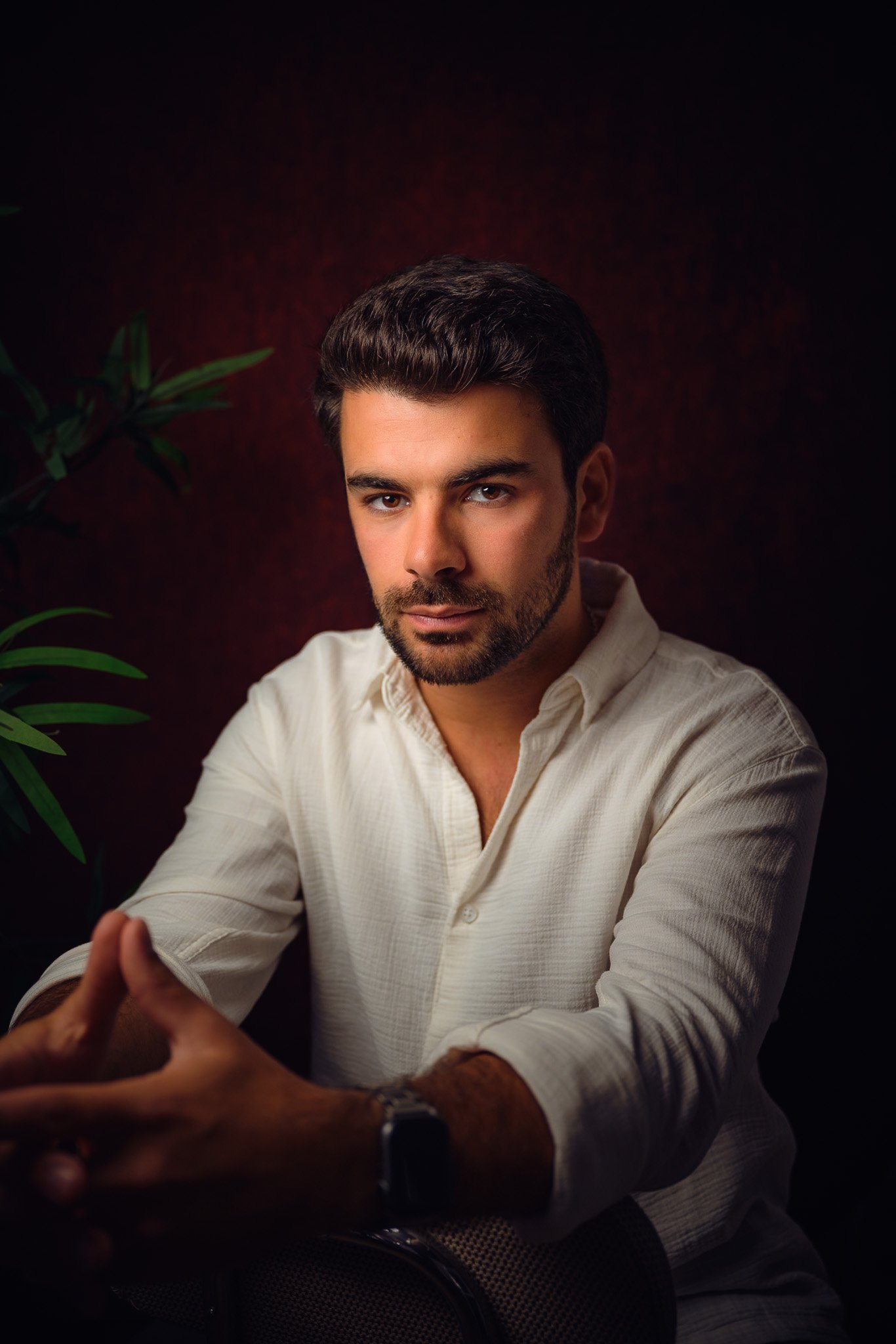Fine art authorial portrait with classical chiaroscuro
